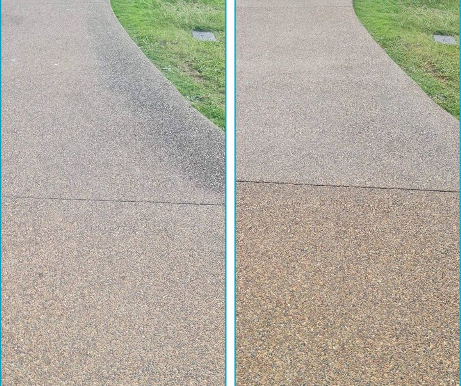 Illawong Driveway Cleaning Pebble Concrete Floor